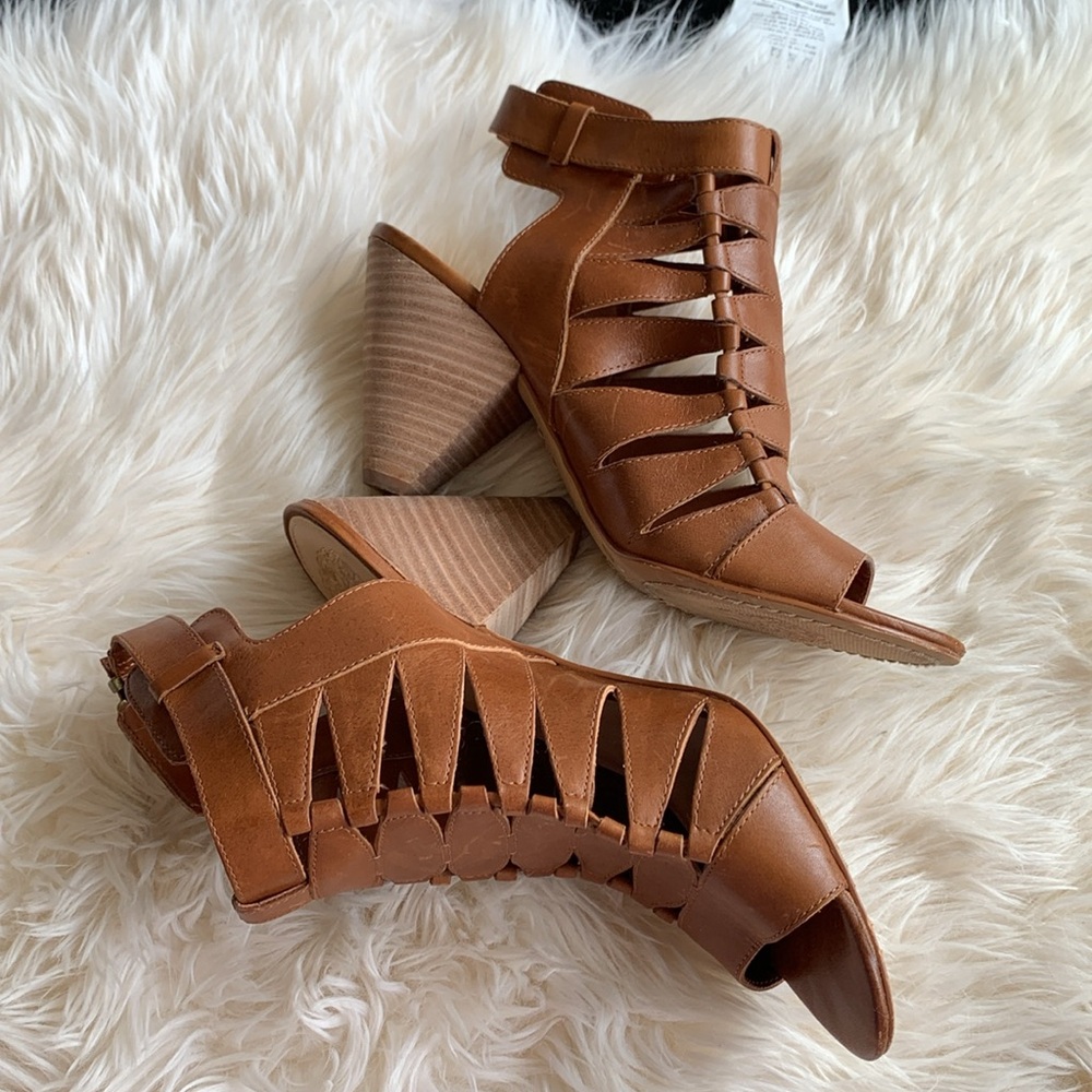 Vince Camuto leather brown wedge sandal size : 9 - Picture 6 of 8